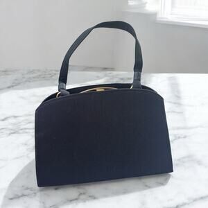 Vintage Garay Black Evening Bag Purse Gold-tone Clasp Wool Rayon Acetate